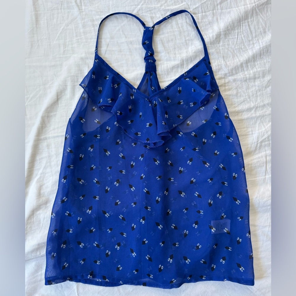 Charlotte Russe Tank Top - Blue with geometric pattern - Small
